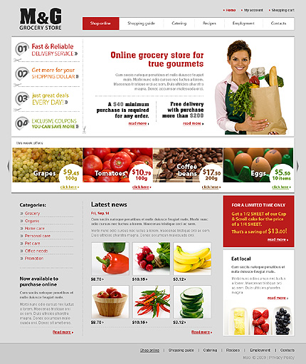 m g grocery store e commerce web design template